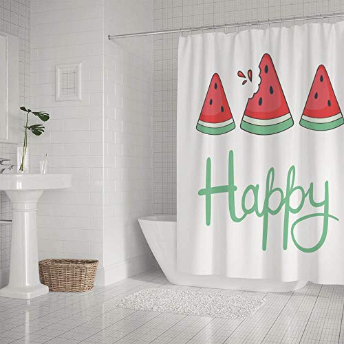 Rideau de douche pastèque rouge 168x183 cm en polyester lavable - 3