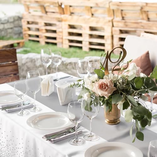 Image of 3Pcs White and Silver Tablecloth Party Decorations,Plastic White Table Cloth Printed Silver Runner Disposable Rectangle Table Cover for Birthday Wedding Anniversary Graduation Party,54 x108 Inch