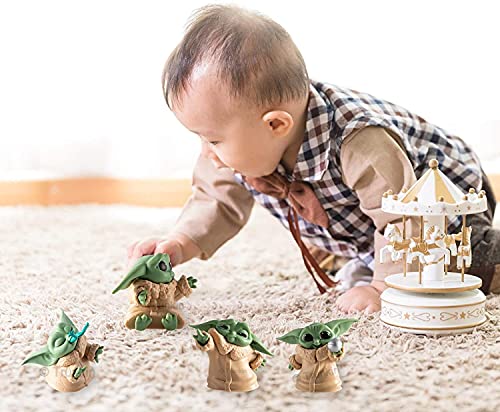 Image of Trunkin Baby Yoda Rubber Doll Gift Toys 2-2.4 Inch Mandalorian Yoda Baby Action Toys (Set A) | Yoda Figures 6Pcs /Set Action Figurine,Multicolor