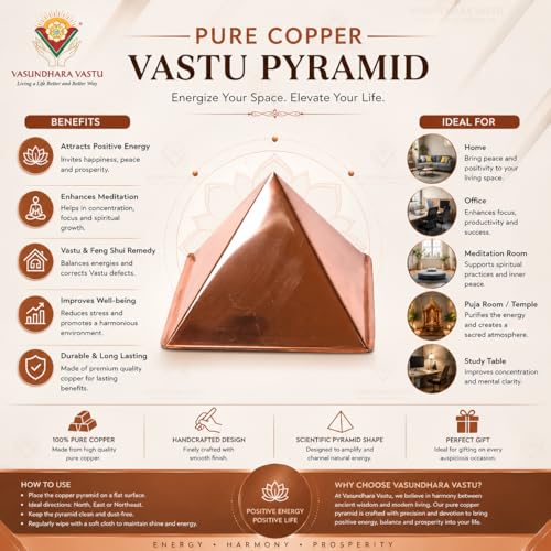 Image of Pure Copper Pyramid 2 inch inch for Positive Vastu Energy for Vibrations at Home, Office, Factory, Plot Powerful Positive Energy Remedies Health and Wealth | Pack of 12