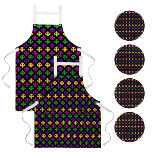 Tablier de serveuse pour pâtisserie et restaurant à motif carnaval coloré