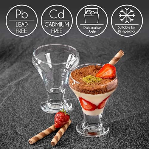 Crystalia Premium Coupes à Glace en Verre, 305ml, Lot de 4, Verres à Pied, 100% SANS PLOMB Coupes à Dessert, Plats à Sundae en Verres, Verrines à Crème Glace, Pudding Dessert Glasses, Ice Cream Cups – vue 5