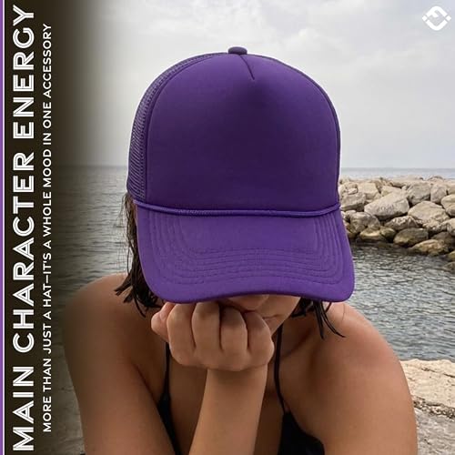 Image of Funky Junque Blank Mesh Foam Lightweight Snapback Trucker Hat | Lightweight Foam Trucker Hat with Breathable Mesh Back, Golf Beach and Street Style, Trendy Trucker Hats for Men