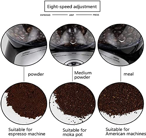 QMJHHW Molinillo De Café Semiautomático Molinillo De Café Eléctrico Molinillo De Café Ajustable De 8 Modos, Disco De… - Imagen 5