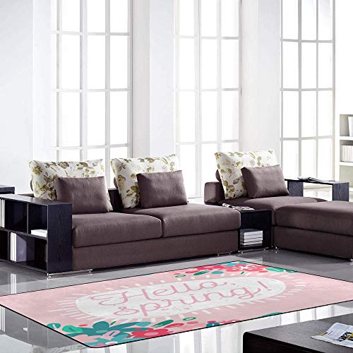 Tapis de maison lavable Hello Spring grand format pour protéger le sol du salon