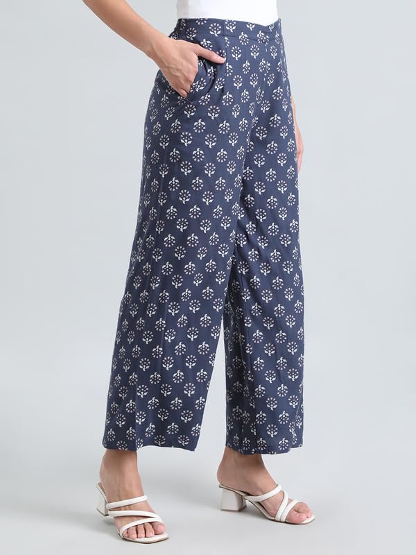 Image of GO COLORS Soft Viscose Printed Palazzo Full Length for Women| Breathable, Mid Rise