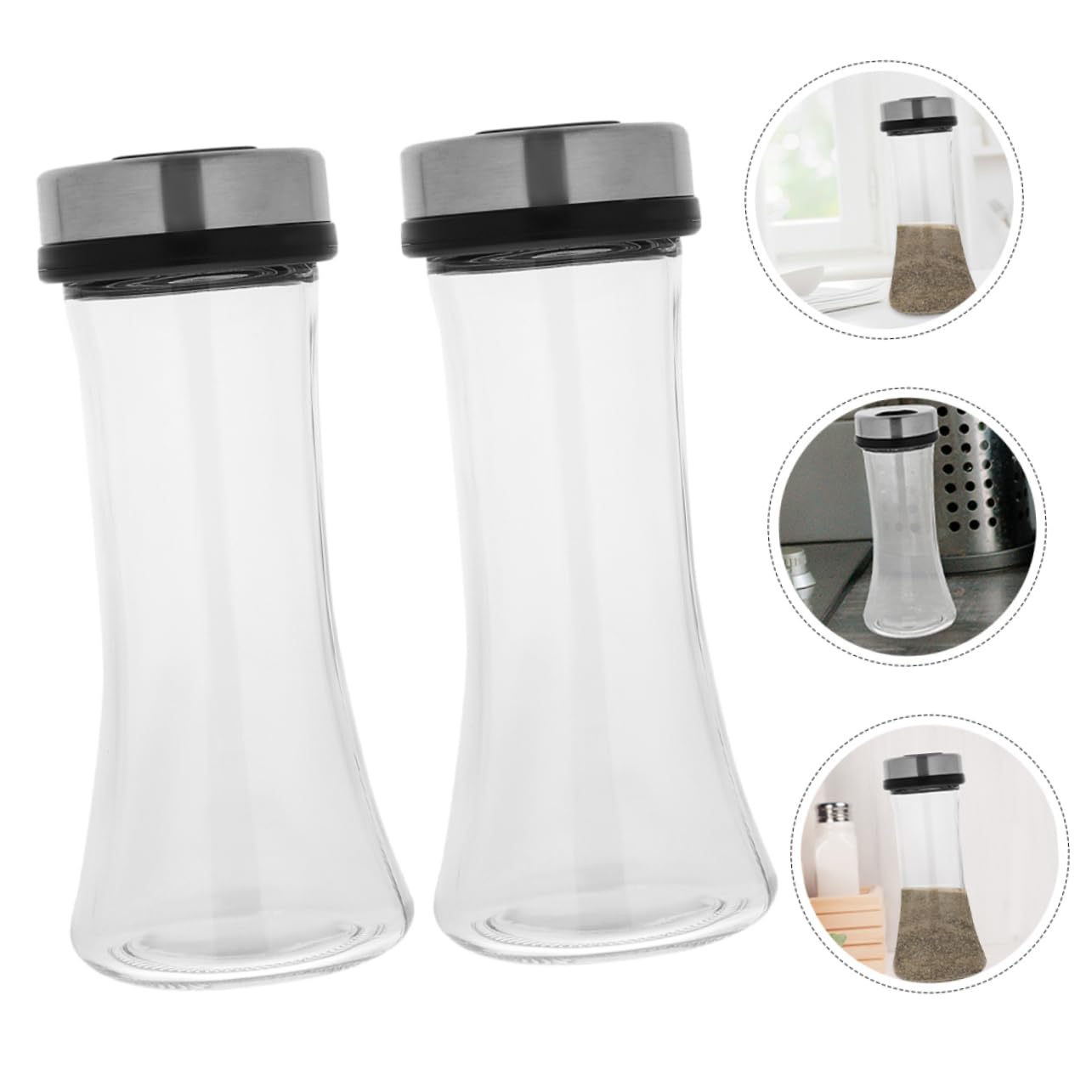 MAGICLULU 6 Dispensadores De Especias Para Decoración De Cocina Pimentero Reutilizable Botellas De Especias Salero De Mesa Salero Condimentos De Cocina Con Tapa De Vidrio