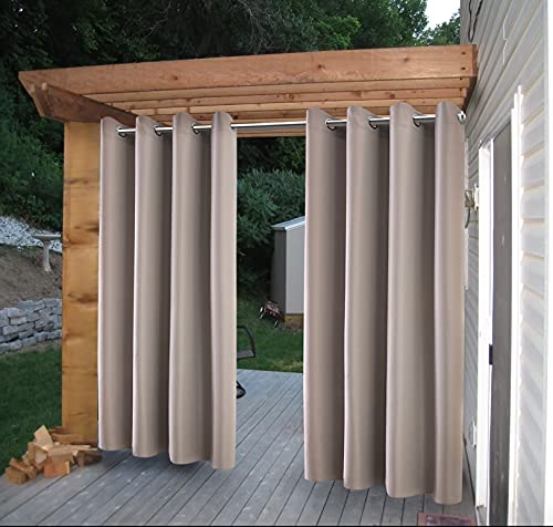 DREAM ART Outdoor Waterproof Privacy Curtains, Grommet Top Windproof Patio Drapes for Porch, Gazebo, Deck, UV Protection, 1 Panel, 54' Wx96 L (137x243 cm), Light Gray