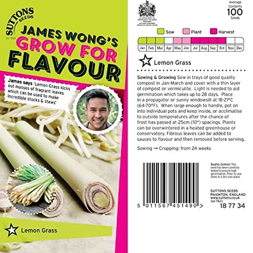James Wong Lemon Grass Finished Packet Average Packet Content 100 Seeds Grow Your Own by