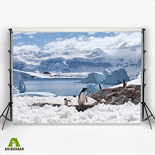 Aoihrraan 2,7x1,8m Penguins Backdrop Antarctica Snowfield South Pole Glacier Ice Ocean Snow Wonrland Photography Background Snow World Theme Party Banner Kids Boys Girls Portrait Photo Studio Props - Image 3