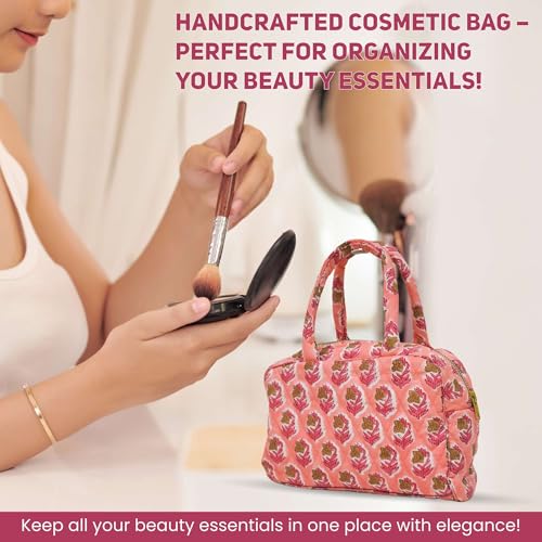 Cotton Quilted Handbag for Women – Block Print Shoulder Tote Bag with Zipper – Boho Purse for Office2