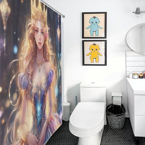 Rideau de douche fille en polyester lavable 183x183 cm pour baignoire