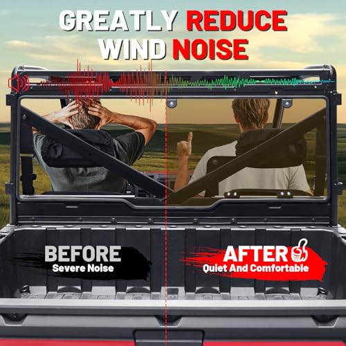 Image of StarknightMT Tinted Rear Window Compatible with Polaris Ranger XP 1000 / 1000 (2017-2026), Back Windshield Fits Ranger XP 900 / Crew (2013-2019), Quick-Turn Knob Install