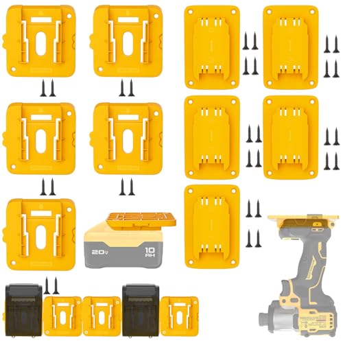 Tool Holder Mount Compatible with Dewalt Battery Holder, 5 Packs Drill Tools Holder Dock Hanger for 20V 60V Battery Mounts Hanger Dock Holder & 5 Packs Tool Holder, Construction Van, Shelf