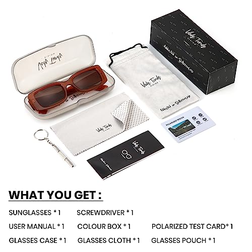 Image of Veda Tinda Vision Rectangle Sunglasses Men Tinted Polarized Big Square Retro 90s Vintage y2k Glasses for Women UV Protection