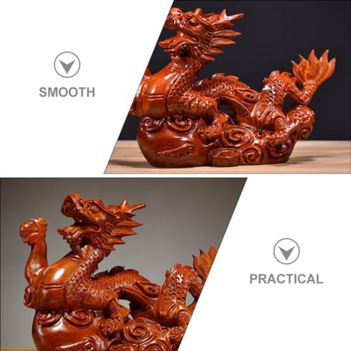 Wooden Dragon Ornaments - Hand-Carved Chinese Dragon Decoration for Living Room for Lovers 9 5Cm, Brown, 9.50X5.00X2.50CM - Image 2