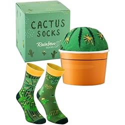 Macetas Para Cactus Originales Rainbow Socks - Cactus en la jarra - calcetines verdes, cactus para mujer y hombre - regalo divertido para amantes de cactus, suculas, plantas verdes - para cumpleaños, fiestas - Talla 36-40