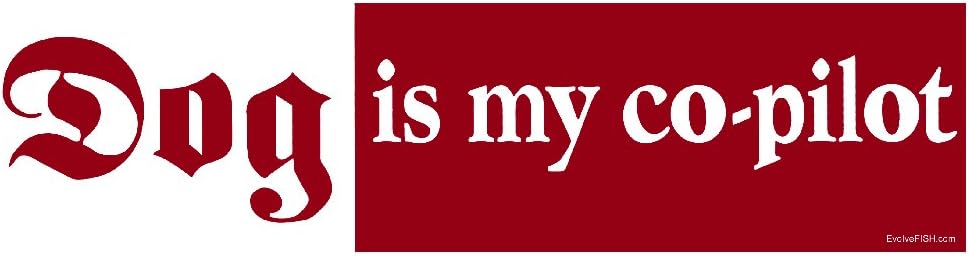 EvolveFISH Dog is My Co-Pilot Bumper Sticker 11" x 3"