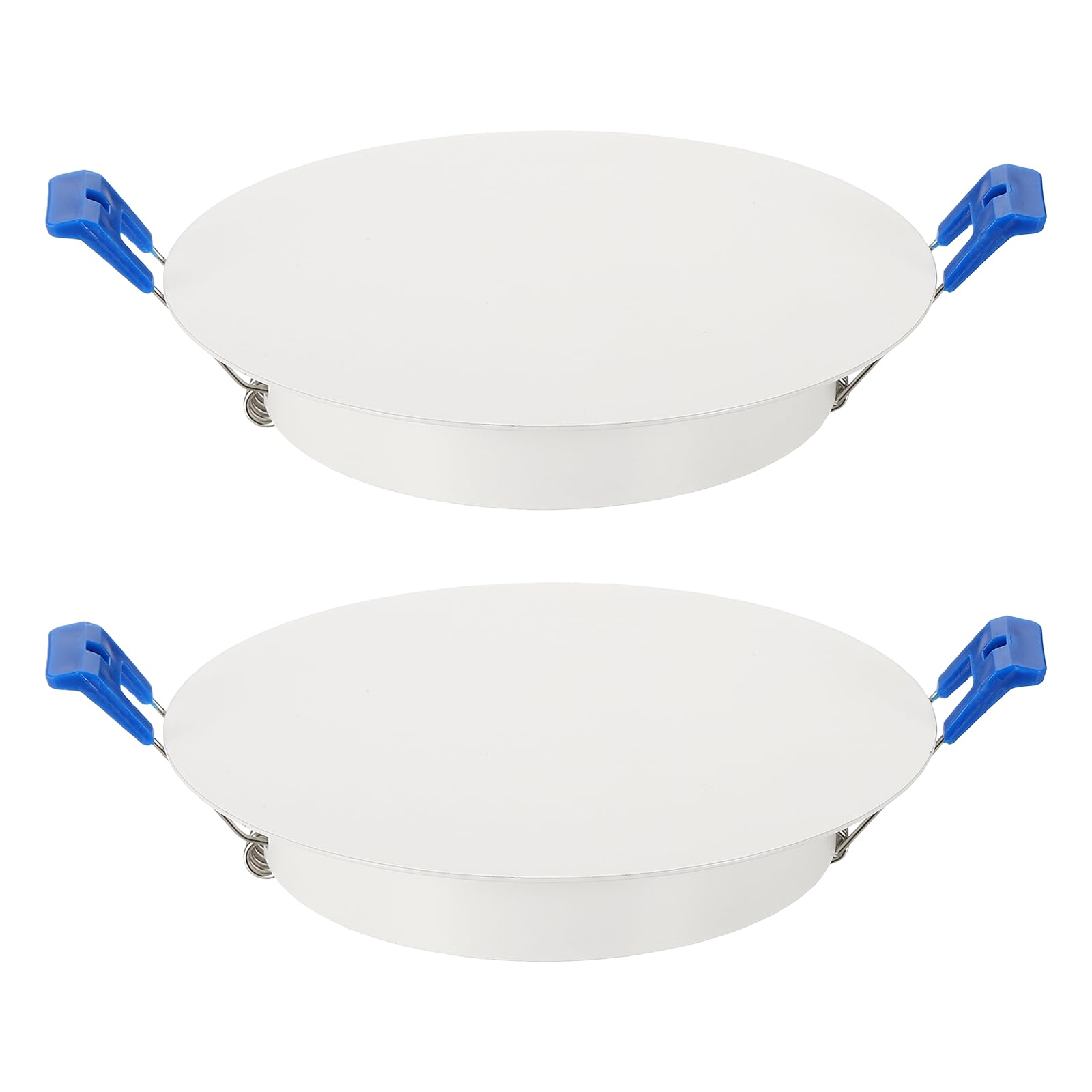 sourcing map 2Pcs 135mm/5.3" Round Ceiling Cover Plate, Downlight Hole Speaker Wall Hole Spring-Lock Decorative Steel Trim Cap Access Panel for 4.1-4.9" Ceiling or Drywall Openings, Matte White
