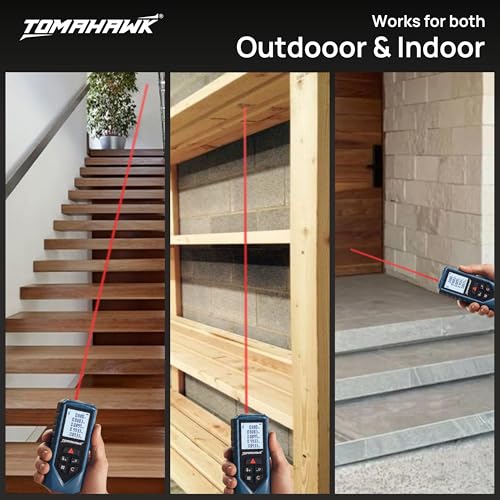 Image of TOMAHAWK TFR-0600 LT Laser Distance Measurer, 60m /194ft Range | Laser Class 2, Range up to 60 m, ±2 mm | Versatile Laser Measuring Device | IP54 Waterproof Level | Backlit LCD, Batteries Included