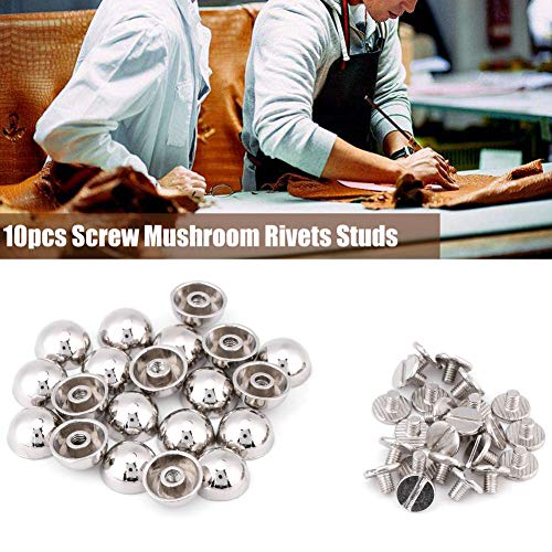 50Set Silver Alloy Round Head Button Studs Rivets Screwback Screw Back Spots Nail Repairs Replacement for DIY Leather Craft Belt Handbag Wallet Purse(5mm)