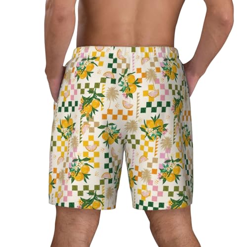Hawaiian Style Orange Flower Funny Men's Swim Trunks Board Shorts Quick Dry-4