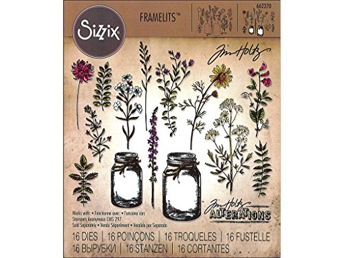 Sizzix Die Set , Flower Jar by Tim Holtz, 16 Pack, Multi Color, One Size Framelits, Multicolor