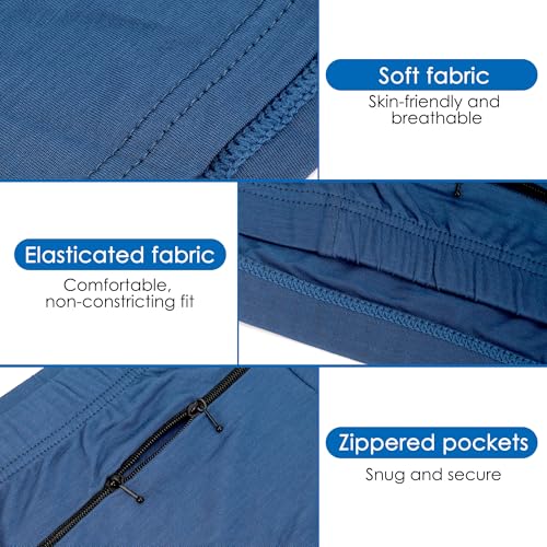 LUEXBOX 3 Packs Men's Underwear with A Secret Front Pocket, Boxer Briefs for Men (Black, Grey, Blue)2