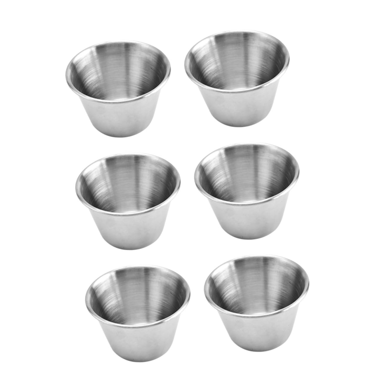 PRETYZOOM 6 Pack Stainless Steel Sauce Cups Reusable Salad Sauce Cups Easy Clean for Sweet Sour Mustard Soy Sauce