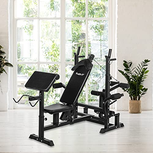 Movit Kraftstation PRO, wahlweiße inkl 60 kg oder 115 kg Hantelsets, Dip-Station, Butterfly, Curlrack, Beincurler… – Bild 3