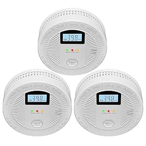 3 Pack Combination Photoelectric Smoke and Carbon Monoxide Alarm Detector with Digital Display; Battery-Operated Smoke Carbon Monoxide Alarm