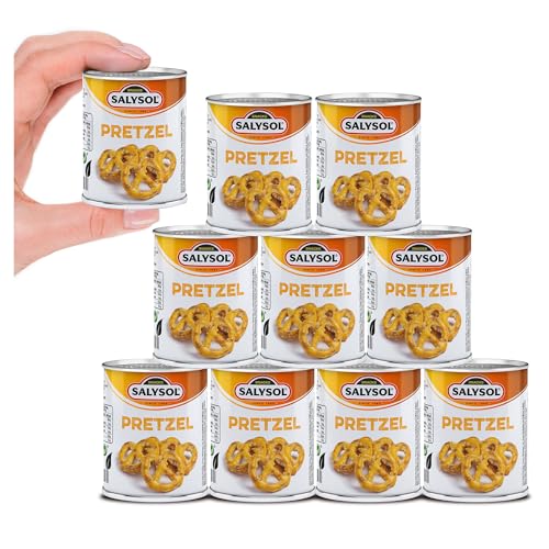 Salysol Pretzel Crisps 25g 10 Pack - Crunchy Salted Pretzels in Mini Cans - On-the-Go Travel Savoury Snacks for Kids and Adults - Snack Pretzel for Sharing & Snacking Anytime