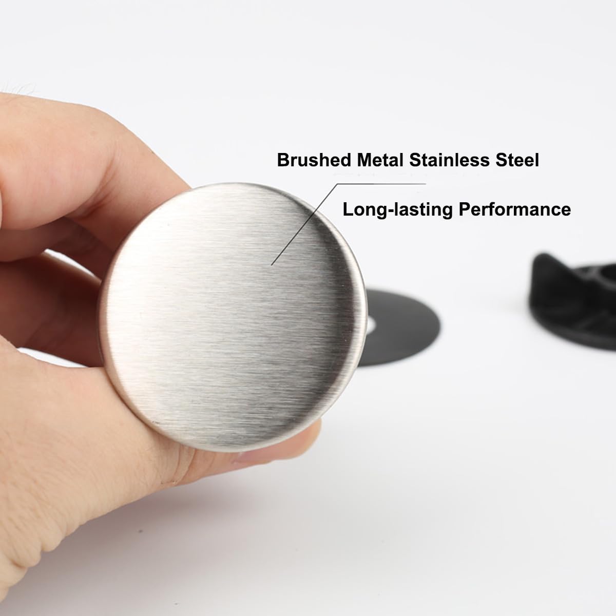 Coperture Foro Rubinetto Cucina - 2 Pezzi, Acciaio Inox, Antiperdite, Per Lavello, Argento/Nero - Foto 6