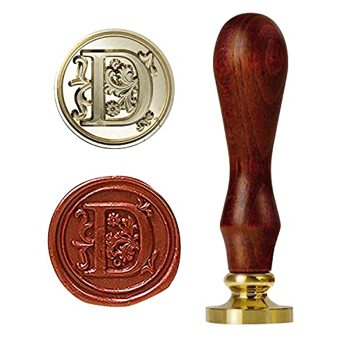 Amoco Letter D Wax Seal Stamp,Vintage Retro Wax Sealing Stamp, Classic Brass Head Wooden Handle Alphabet Letter Initial Wax Seal Stamp(D)