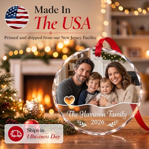 Image of Personalized Christmas Ornaments 2026, Custom Family Glass Keepsake