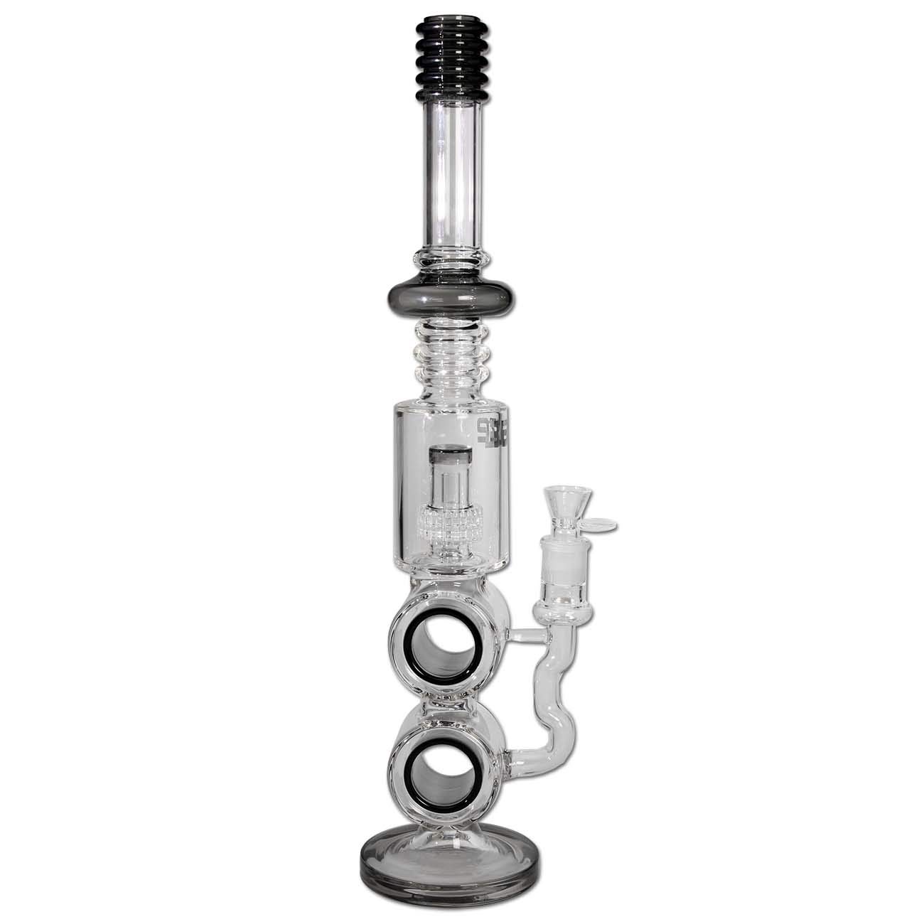 Blaze Glass Rachenkracher Percolator Bong | Klar 50 cm | Glasbong 18,8 (NS 19) aus Borosilikatglas mit Trommelperkolator | Kräuter Perkolator Bong mit Lift-Off-Kopf & Rundfuß | Ø 65/32mm