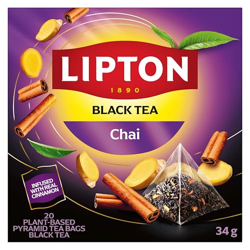 LIPTON Pyramides Chai Thé noir 20 sachets (Paquet de 4)