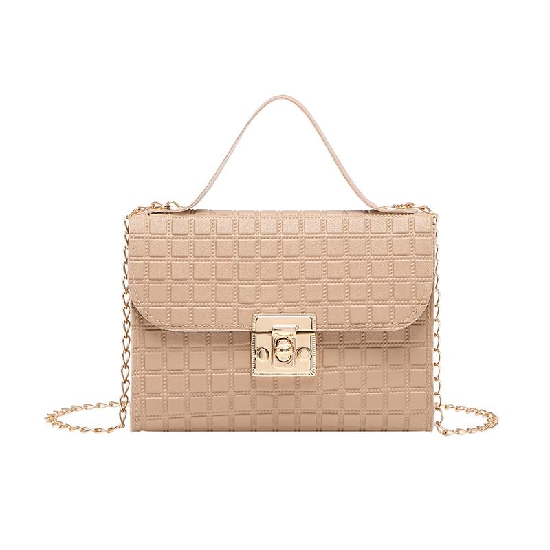 Bolsa tiracolo feminina, bolsa, bolsa transversal com fecho magnético de corrente de metal, Caqui, Bolsa