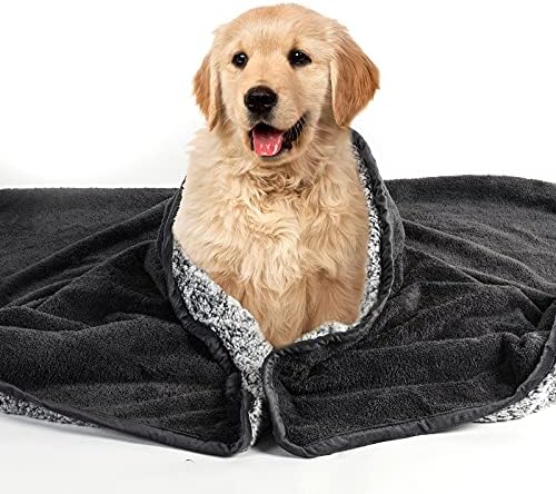 EASY JOY Pattepoint Waterproof Dog Blanket Washable Bed Sofa Furniture Protection, Double-Sided Plush Micro Fleece Soft Pee Proof, Pet Lightweight Blanket for Puppy Kitty Dogs Cats, Grey 145x190cm