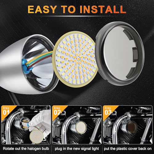 Image of LivTee 1157 Front Rear LED Turn Signals Tail Brake Lights with Lens Cover Kits Compatible with Harley Davidson Touring Dyna Softail Sportster Street Glide Road Glide Accessories