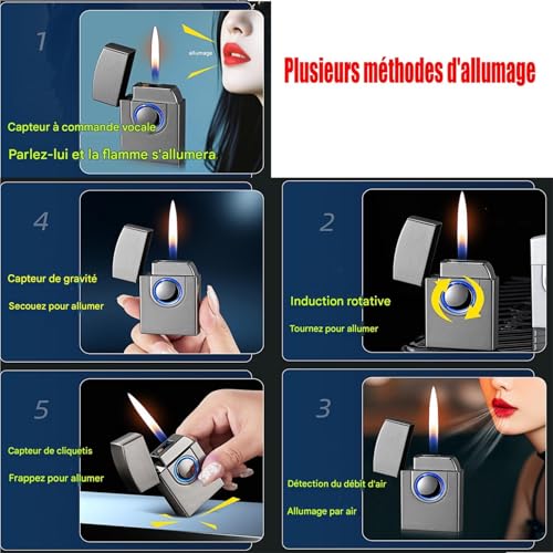 Encendedor de doble llama recargable para camping y velas 4