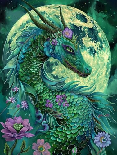 Peinture diamant dragon 5D : kit complet broderie 40x50 cm
