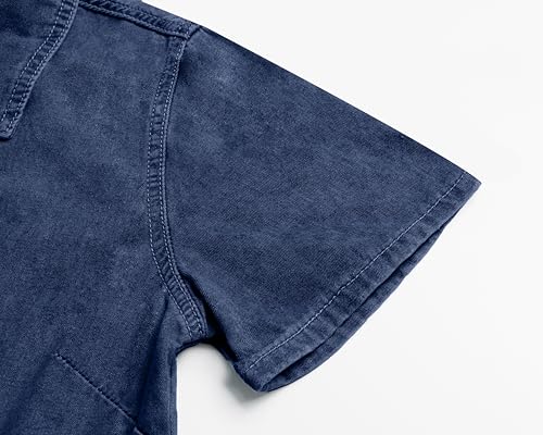 utcoco Womens Denim Dress Lapel Short Sleeve Frayed Hem Jean Dresses Oversized Button Down A Line Shirt Dress4