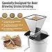 Hilangsan 2 Roller Malt Mill Manual Grain Crusher Grain Mill for Wine Brewing Wheat Barley Crusher Stainless Steel Roller Mill with Metal Base Handle Grain Grinder for Electric Drill