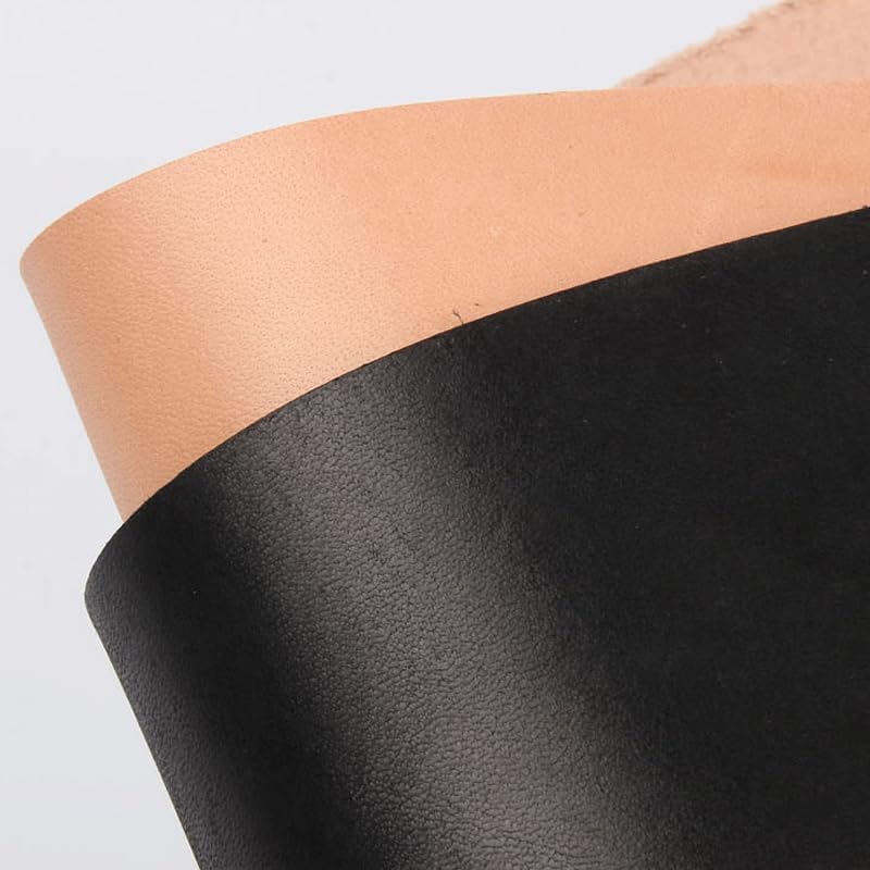 Genuine Leather Fabric Veg Tanned Cow Grain Leather 4mm Thickness Black Multiple Sizes(40x40cm)