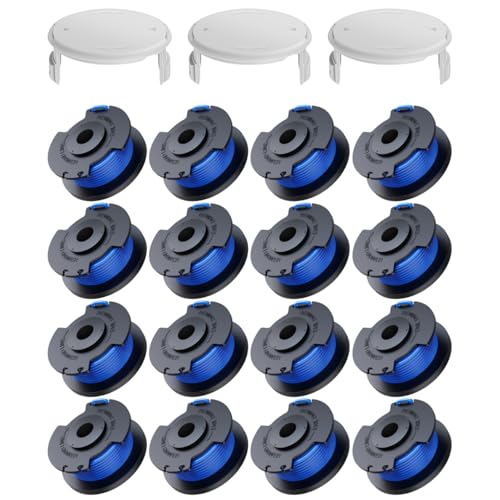 19 Pack Bobine Fil Coupe Bordure remplacements pour Ryobi One + AC14RL3A 18v 24v 40v Coupe Bordures, Bobine Ø 1,6mm, Longueur 3,3m (16 Fil Coupe Bordure,3 Couvercle)