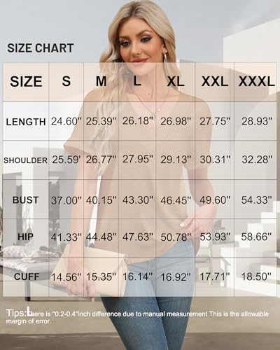 Image of T Shirts Short Sleeve V Neck Tees Womens Tops Beach Vacation Fashion Clothes 2026 Casual Summer Spring Fall Outfits