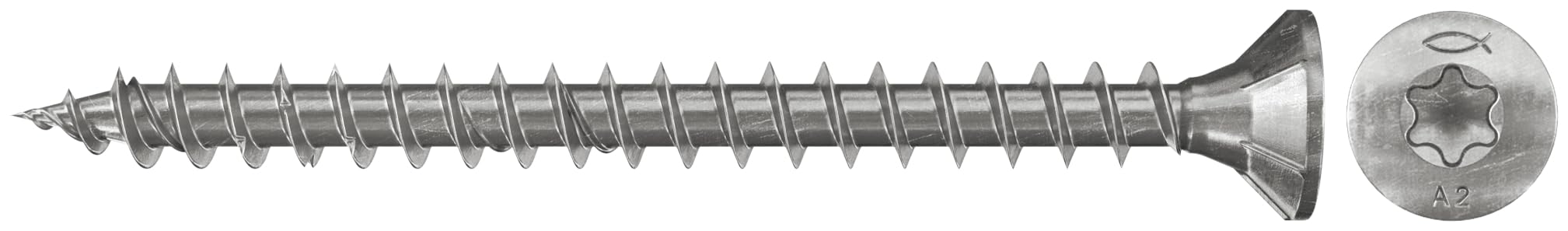 fischer - Vis à bois PowerFast 4,​0 x 35 Tête fraisée, empreinte TX, inox A2, filetage total/​Boite de 200