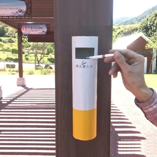 Cendrier d'extérieur acier inoxydable poubelle à cigares murale jaune