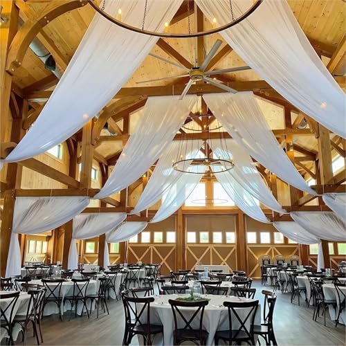 6 Panel White Ceiling Drapes for Wedding Cheesecloth Ceiling Drapes Wedding Arch Draping Fabric Sheer Curtains Voile Drapery Draping Decorations for Party Ceremony Stage Tent (5ftx20ft)